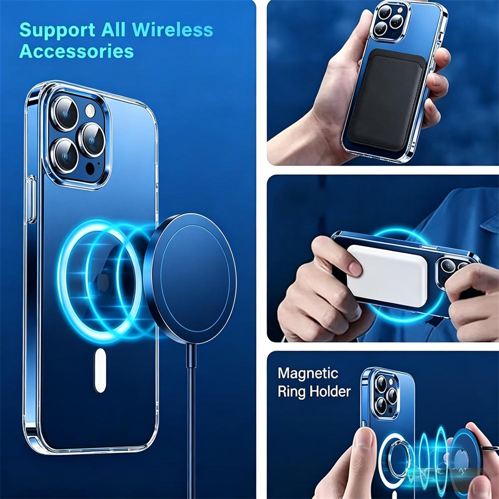 Full Wrap Clear Magnetic Case For Iphone 18 16 15 14 Plus 11 12 13 17 Pro Max Air Magsafe Apple Shockproof Full Cover Protective