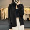 Women's 2023 Korean-Style Knit Stand Collar Double Zipper Casual Sweater Jacket
