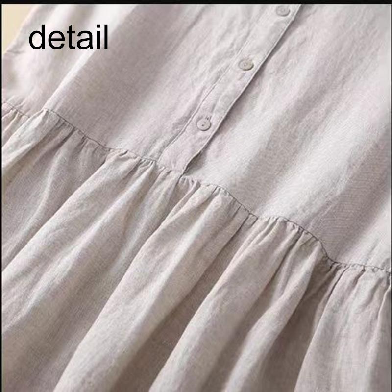 Хлопковое однотонное платье-рубашка для женщин с воротником с лацканами, коротким рукавом и завязками на пуговицах, платье миди с высокой талией, летнее дышащее легкое, мягкое, элегантное рабочее платье