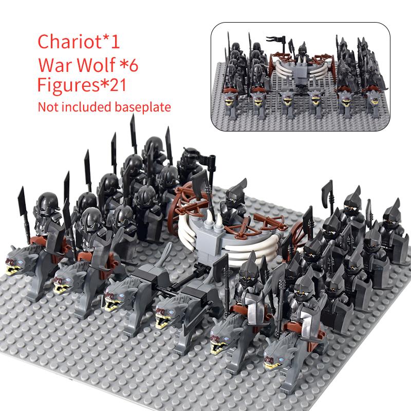 Средневековый лотр Фигурки Орк Солдаты Разбойник Варгр Волк Слон Маунт Рыцари Строительные блоки Кирпичи Игрушки для детей Подарки