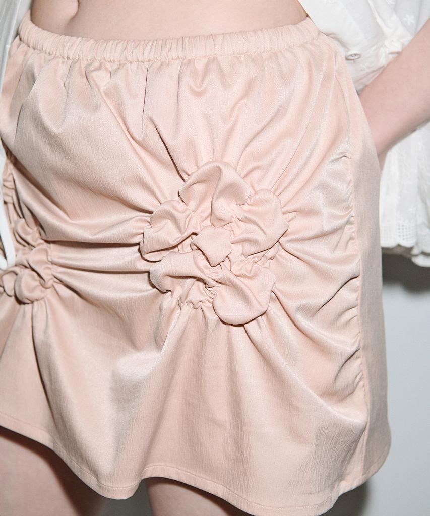 Sinun Flower Scrunch Skirt (Pink)