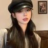 Spring and Autumn Wear Hat Women's Quality Retro Leather Edge Octagonal Hat Versatile Face Newsboy Hat