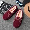 Women Winter Warm 100% Genuine Leather Flat Shoes Casual Loafers Slip On Women's Flats Plush Shoes Moccasins Lady 2024
