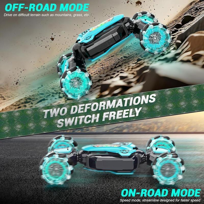 Gesture Sensing Rc Stunt Car,Remote Control Transform Car 2.4ghz 4WD 360° Rotating Drift RC Cars with Lights & Music,Kids Toys for Boys 6-8,Ideas
