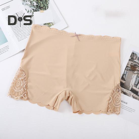 Women Safety Pants High Elasticity Solid Color Lace Seamless Soft Breathable Anti Exposure Mid Waist Quick Dry Under Skirt Shorts Safety Underpants