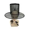 Light Burden-free Hat Vintage Korean Gat Hat, Black Mesh Wide Brim Joseon Dynasty Crisp Fabric Scholar with Neck Strap, Halloween Cosplay