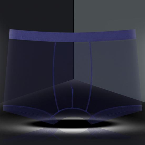 Men Boxer Underwear Mid-rise Elastic Waist Perspective Mesh Yarn Shorts