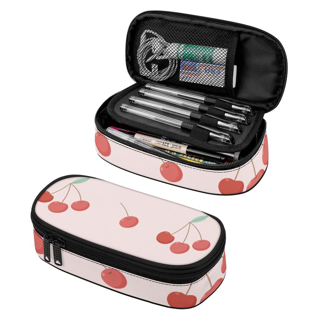 Pencil Case 300D Polyester Large Storage Space Smooth Zipper with Mesh Pocket Removable Divider and Pen Slots for Daily School Use