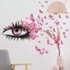 Creative Beautiful Girl Eyes Wall Sticker Flying Butterfly Wall Decals Girl Long Eyelashes for Couple Lovers Bedroom Decoration