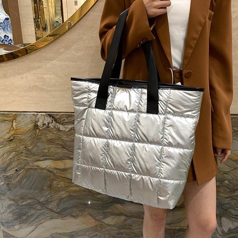 Женские сумки-тоут большой вместимости, стеганые, однотонные, из хлопка с подкладкой, ромбовидные, портативные, для отдыха и путешествий