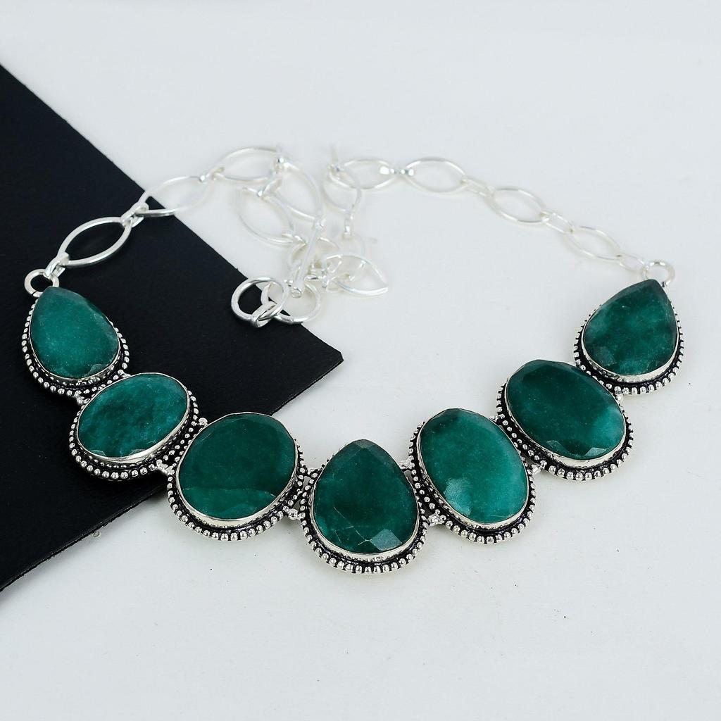 Изящное ожерелье из стерлингового серебра 925 пробы с изумрудом и драгоценными камнями, колье из изумрудного серебра для жены, ожерелье унисекс, подарок на День благодарения