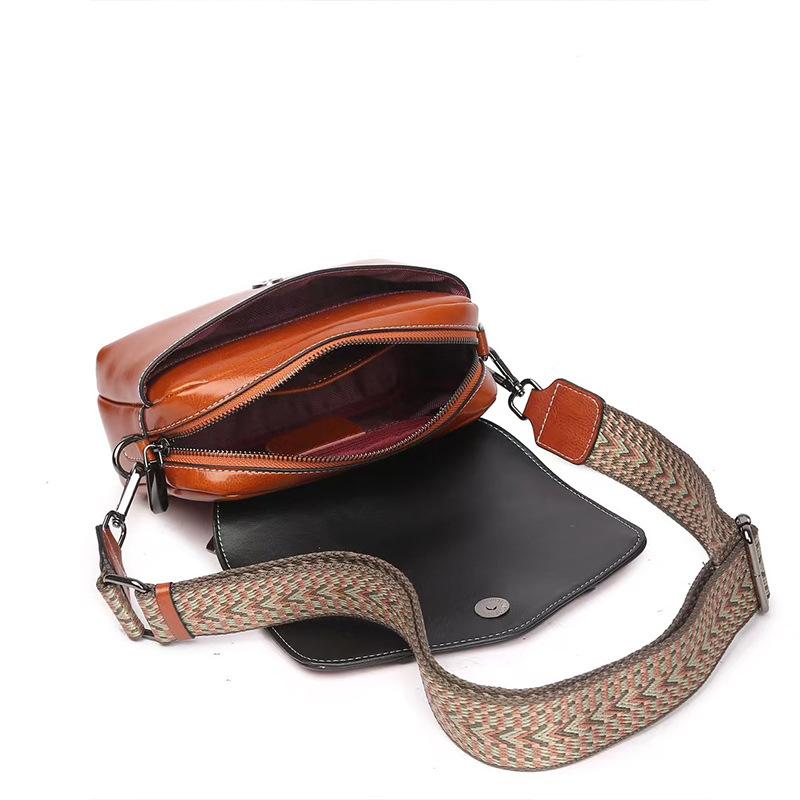 Маленькая квадратная сумка из натуральной кожи для женщин 2025 Новая мода Универсальная из коровьей кожи с восковой пропиткой Сумка кросс-боди Маленькая сумка Ретро Элегантная женская сумка