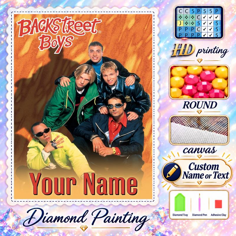 Backstreet Boys 5D DIY Diamond Painting Custom Name Text, Full Drill Rhinestone Mosaic Art Home Gift