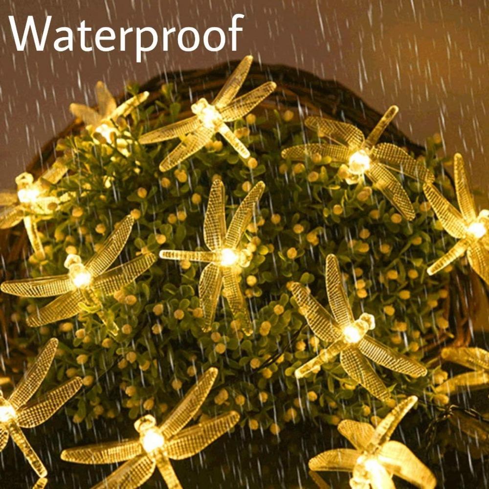 Solar Dragonfly String Light 50LED Garden Stake Lights Waterproof Outdoor Twinkle Fairy Lights for Trees Patio Fence Christmas Decor
