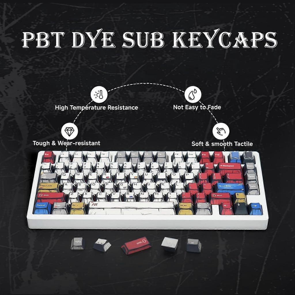 Pbt Doubleshot Keycaps, Colorful Japanese Anime Theme keycaps Set for Mechanical