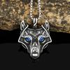 Eyes Stainless Steel Necklace Celtic Viking Wolf Head Titanium Steel Pendant Ornament