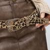 Y2K Carved Buckle Belt Cool PU Vintage Waistband Leopard Print Belt Clothing Accessories