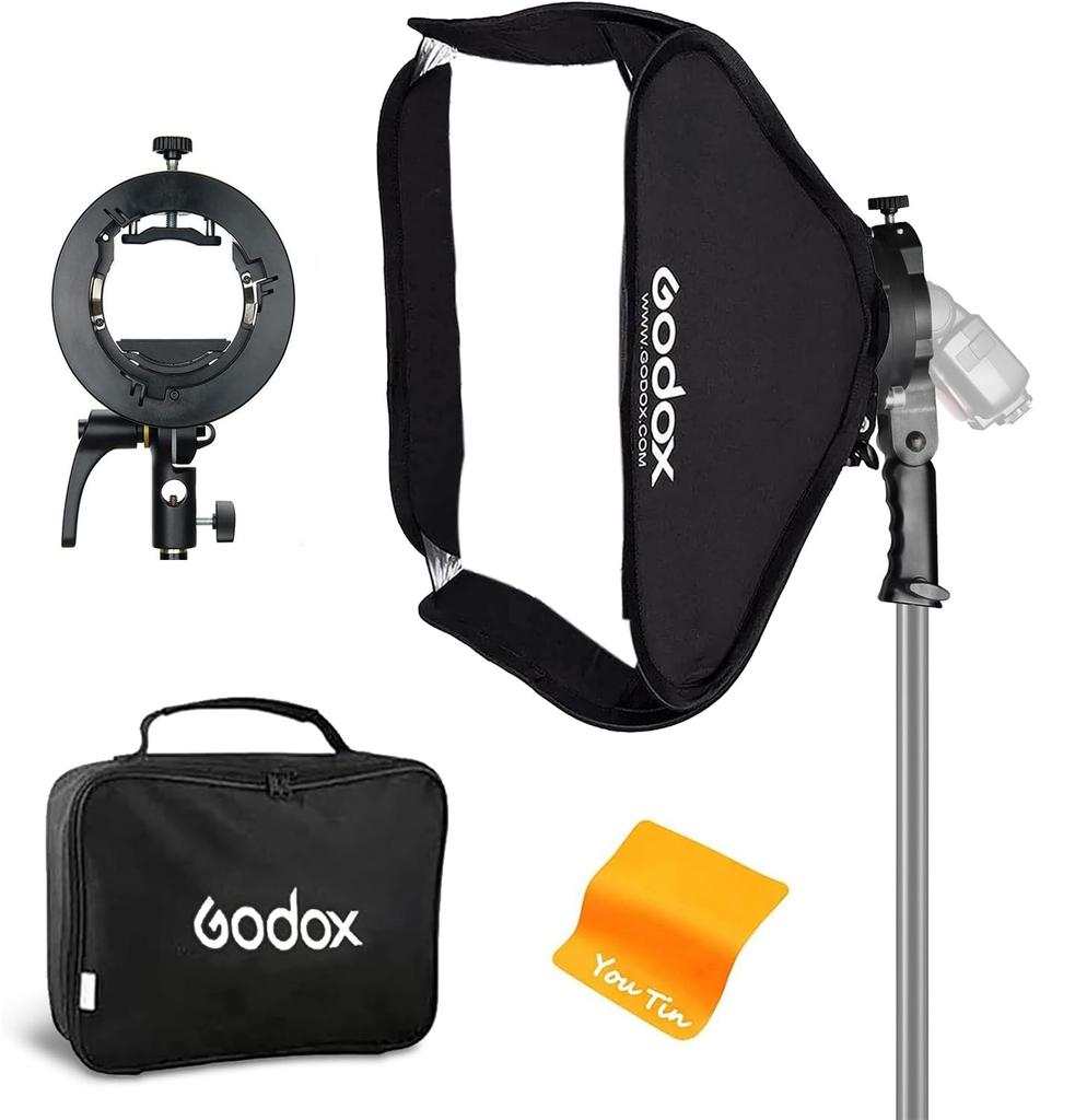 Godox Foldable Softbox with Godox S2 Flash Stand Equipped Bowens Stand for Flash Photography 32x32inch/80x80cm S-Type (SGUV8080) [Used]