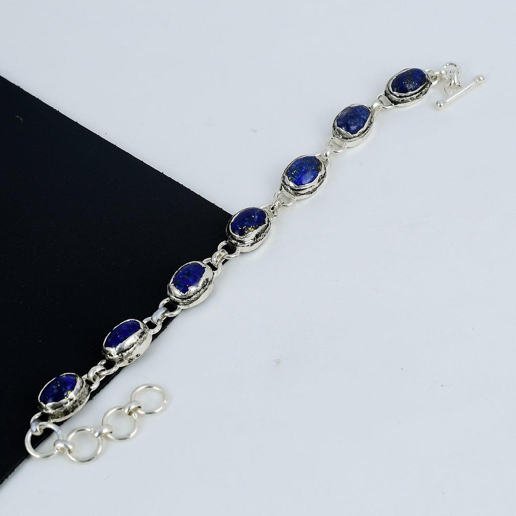 Amazing Lapis Lazuli Gemstone Handmade 925 Sterling Silver Bracelet, Lapis Lazuli Bracelet For Wife , Unisex Bracelet Party Wear Gift