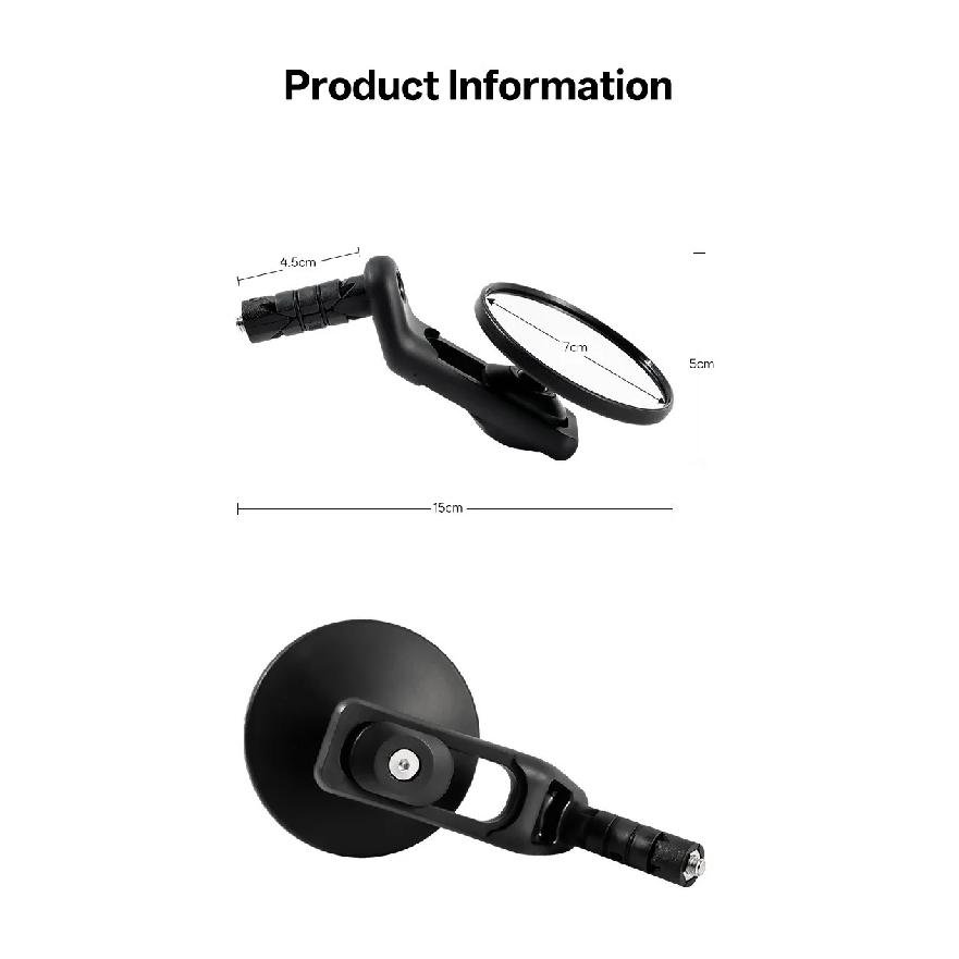 1pc Bicycle Handlebar End Rear View Mirror 360 Degree Adjustable Length Bar End Plug Convex Mirror for Road Mountain Bike