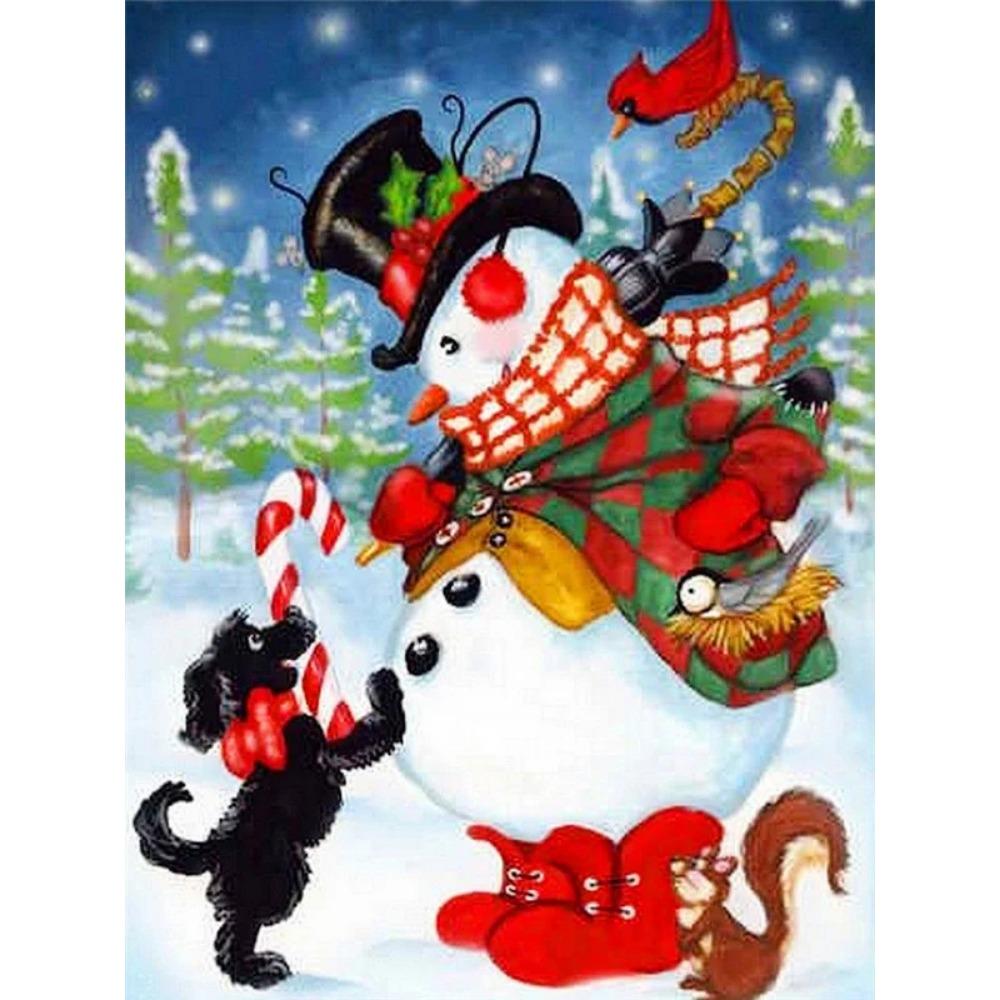 Алмазная живопись Art Full Drill Снеговик Алмазная картина Ручная работа Снежный день Diy Алмазная мозаика Картина Украшение дома Рождественский подарок