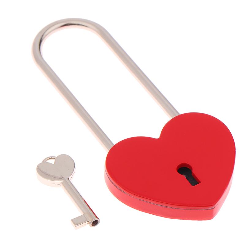 1 Set Metal Heart Shaped Padlock Antique Style Love Lock Set With Key Wedding Valentine'S Day Gifts Couple Wishing Lock