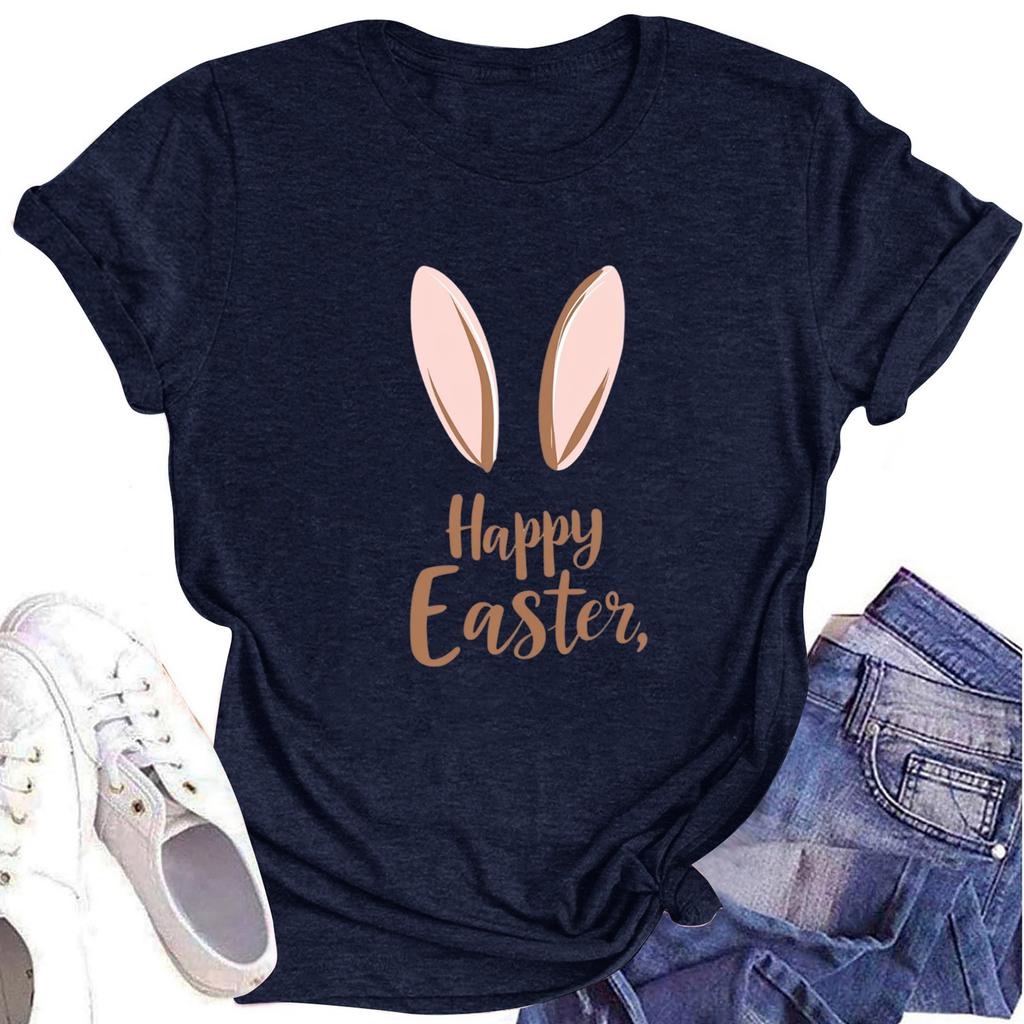 Women's Printed Round Neck Short-sleeved T-shirt Top