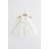 Baby Boy Boy Satin Lined Three Lels Plutized Tulle Adjustable Strap Dress (ecru)