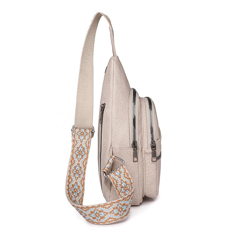 Женская кожаная нагрудная сумка, однотонная сумка через плечо, поясная сумка с цветными бретелями