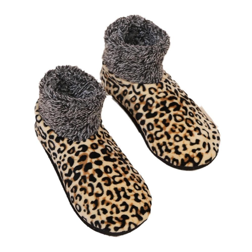 Winter Thicken Warm Chic Leopard Print Socks Indoor Non-Slip Couple socks Christmas Gifts