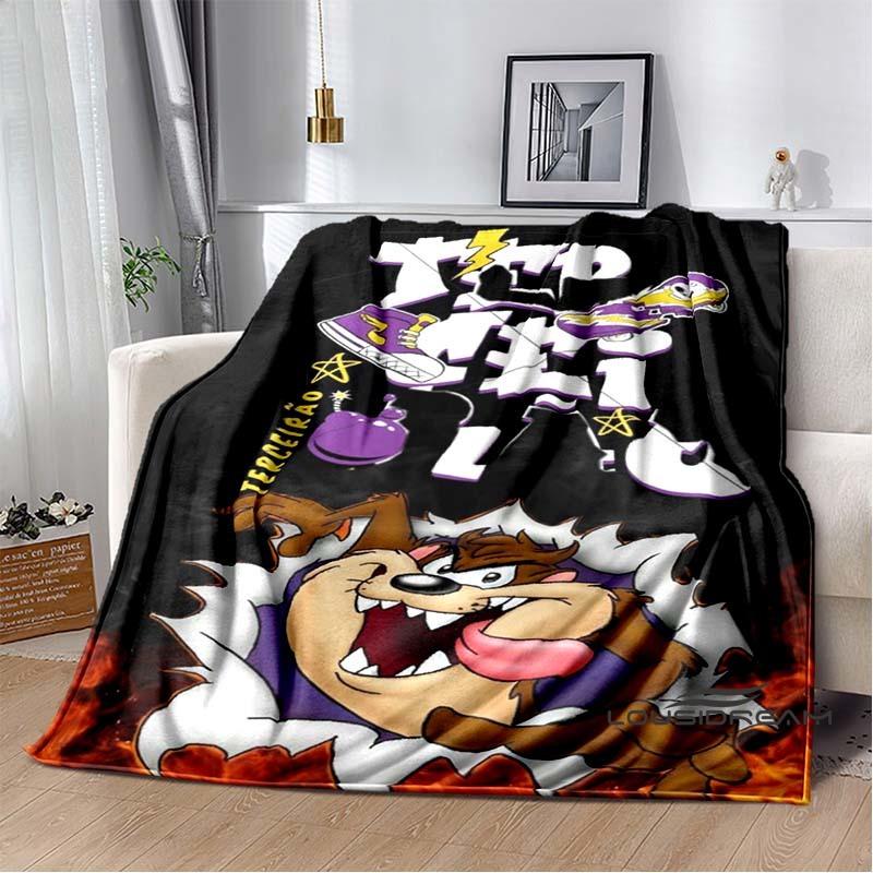 Fun Cartoon Tasmanian Devil Warm and Cozy Flannel Blanket—Ideal for Bedrooms, Sofas, Beds, Seats, Picnics, and Travel