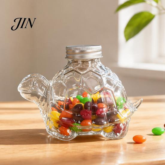Cute Home Decor Container Candy Jar, Owl Dog Turtle Cat Shape Cookie Container, with Airtight Lid, Animals Glass Storage Jar Moisture-proof