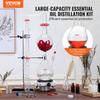 Essential Oil Distillation Kit, 2000ml Distillation Apparatus, 3.3 Boro Lab Glassware Distillation Kit with 1000W Heating Plate and 24, 40 Joint, 28