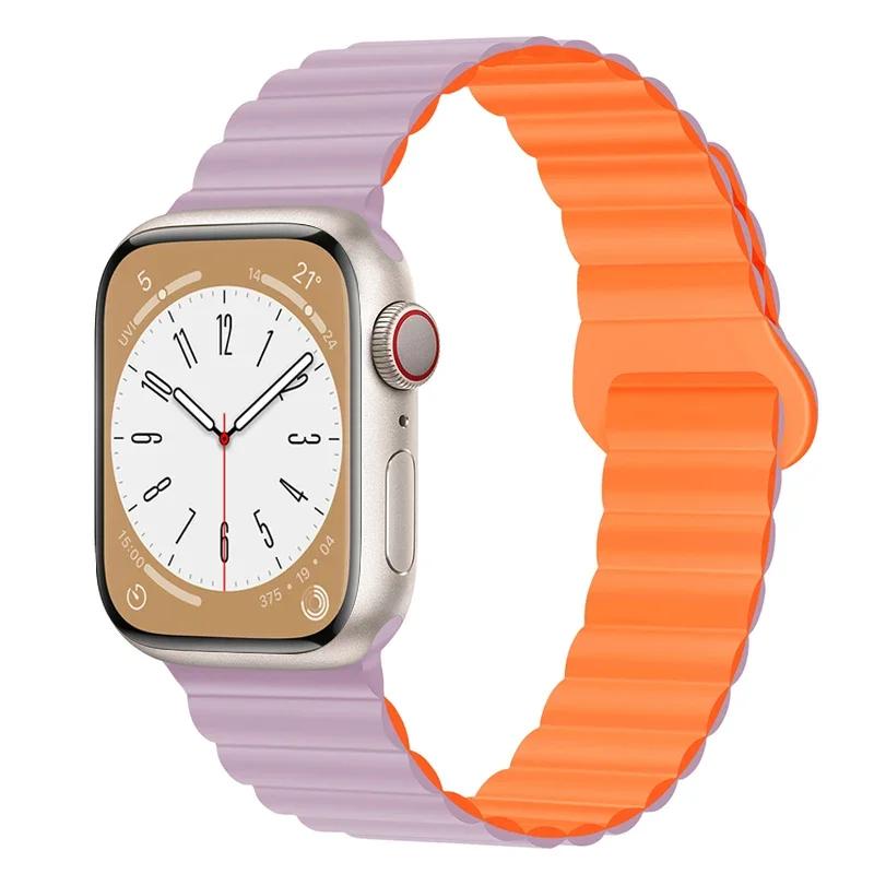 Magnetic Loop For Apple Watch Band 44mm Ultra 49mm 40mm 45-41mm Silicone Bracelet iWatch 10 9 8 7 6 5 SE For correa apple watch