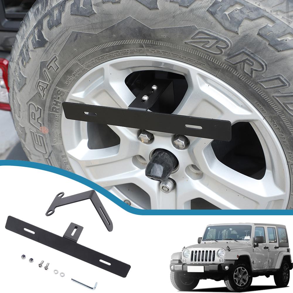 Держатель номерного знака для Jeep Wrangler JK JL 2007-2023, автомобильное заднее запасное колесо, кронштейн для крепления номерного знака, внешний вид