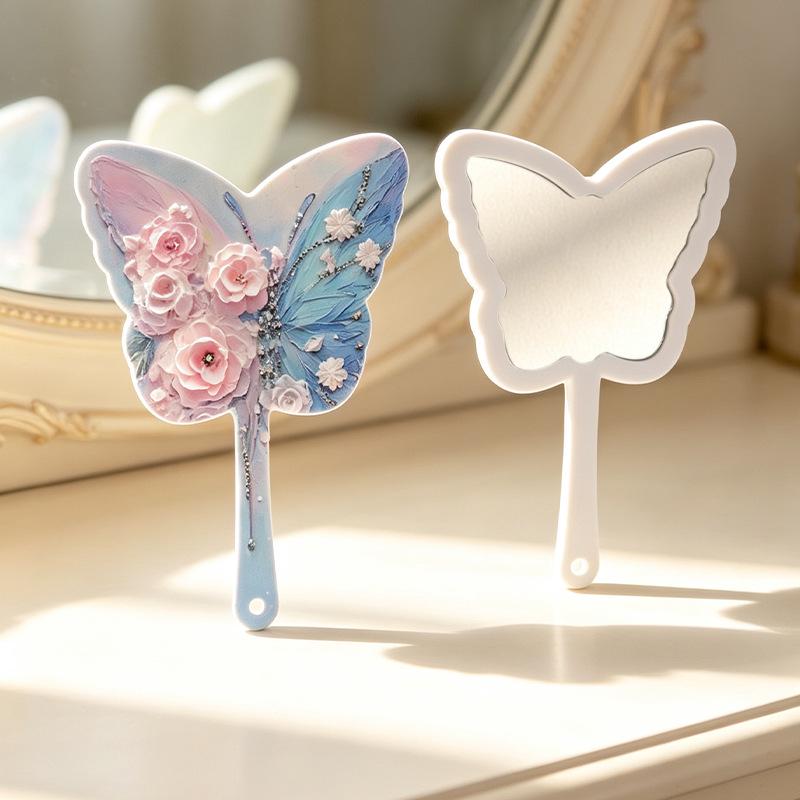 Butterfly Handheld Portable HD Makeup Mirror for Girls