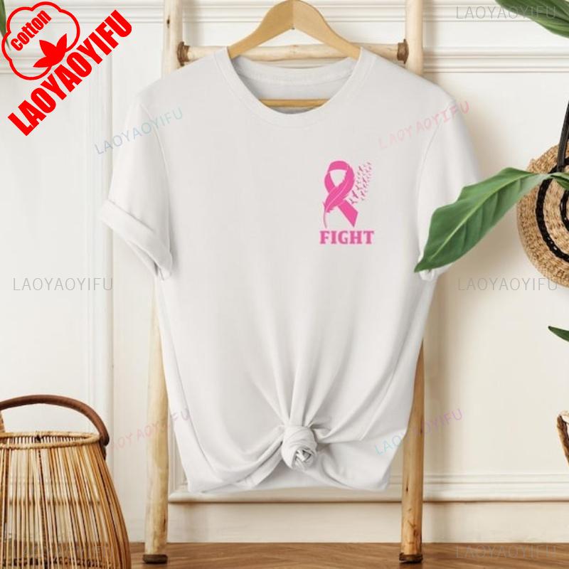 Breast Cancer Shirt Pink Ribbon Pocket October Warrior Short Sleeve New Arrival Breathable Cancer Support Tee For Wounisex Unisex
