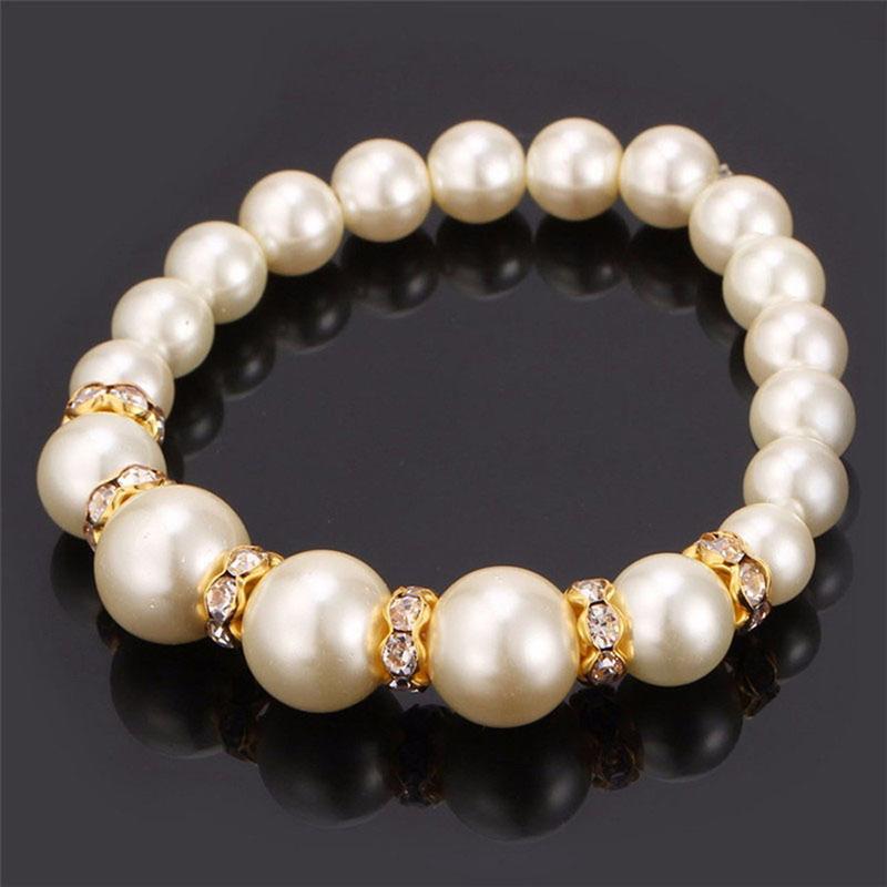 3In1 Set Elegant Pearl Necklace Earrings Bracelet Long Necklace Jewelry Gift