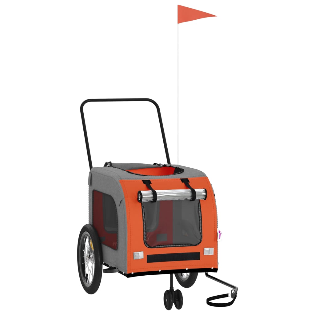 Bicycle Trailer for Dogs Orange and Grey Oxford Fabric and Iron