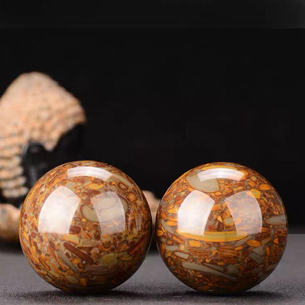 50mm Natural Polished Nuwa Stone Crystal Ball Specimen Healing Health Exercise Stress Handball 1Pairs