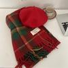 2024 Red Plaid New Year Scarf: High-End Christmas Style, Warm Retro Shawl Neck Warmer for Women and Students