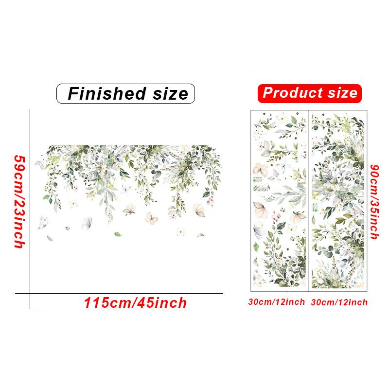 Green Leaves Plant Branch Wall Sticker Bedroom Living Room Background Decoration Mural Home Decor Stickers Art Decals Wallpaper