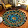 Mandala Flower of Life Round Rug Colorful Heart Boho Area Rug In Living Room Bedroom Non Slip Chair Mat Peacock Decor Rug