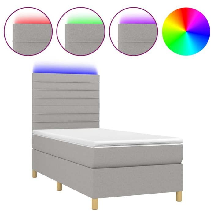 Maison Exclusive - Sommier à lattes de lit matelas et LED Gris clair 100x200 cm