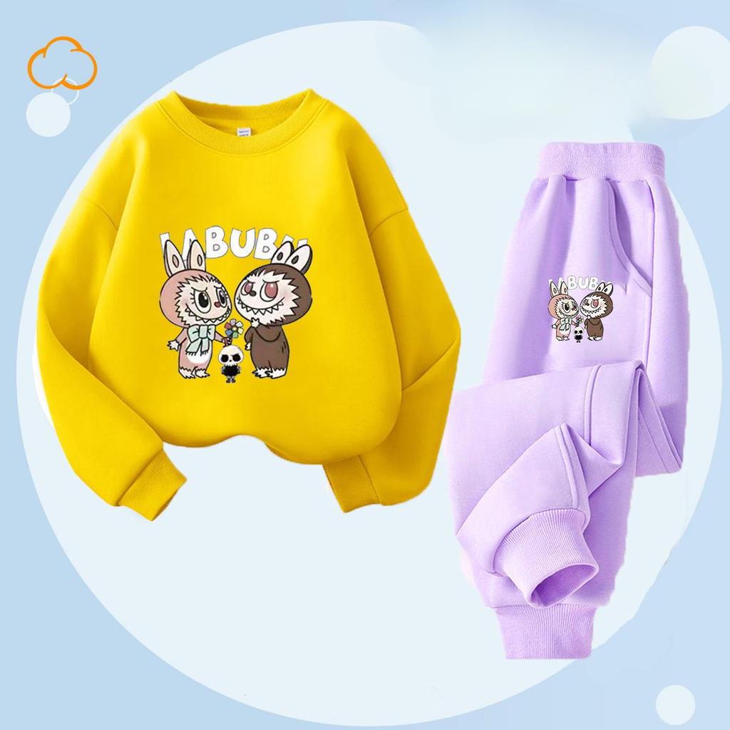 Весенне-осенний детский модный комплект с принтом букета: леггинсы и топ с круглым вырезом для девочек