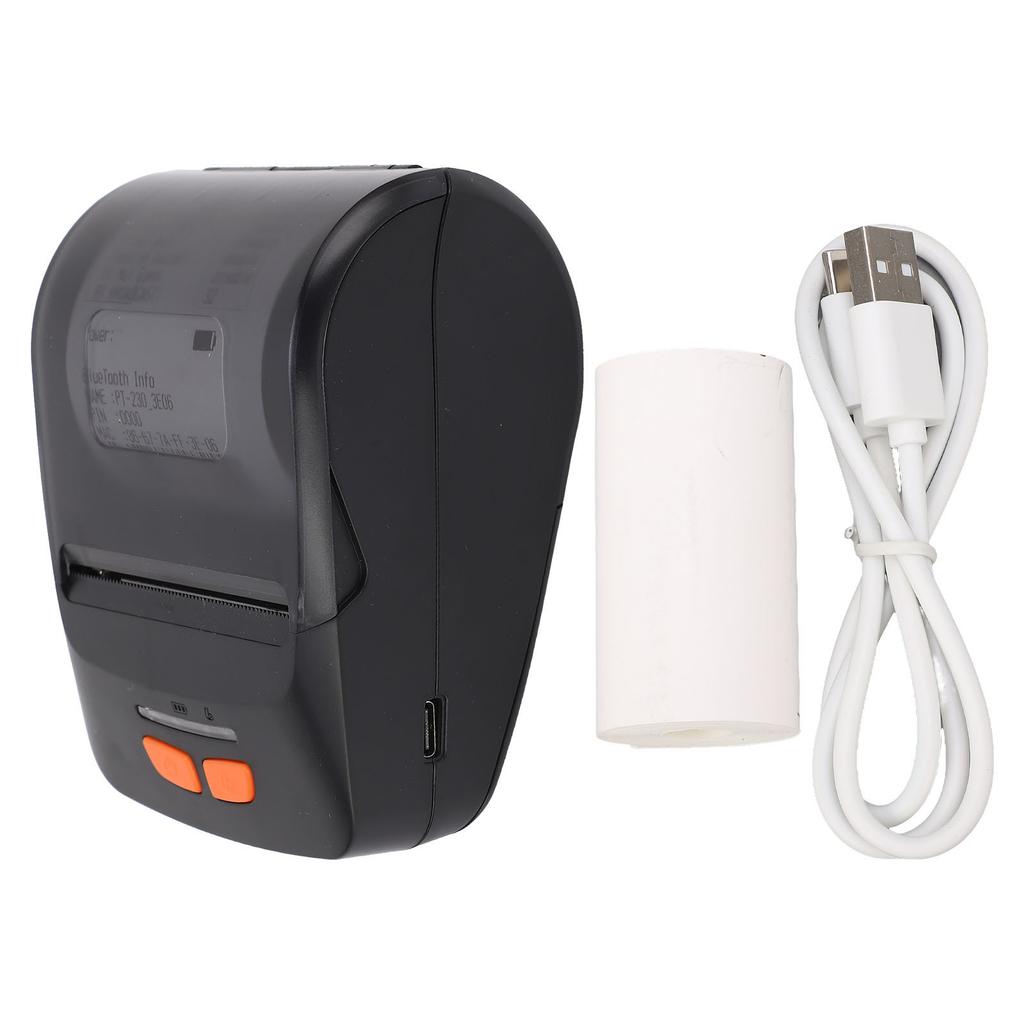 Bluetooth Thermal Printer with Label Paper Portable POS Barcode Printer Black White Printing Output