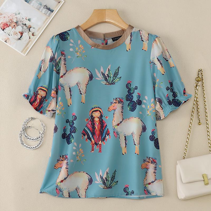 ZANZEA Женская повседневная блузка с круглым вырезом и половиной рукавов