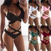 Women's Swimwear Sexy Bikini Solid Color Strap Cross Split Swimsuit