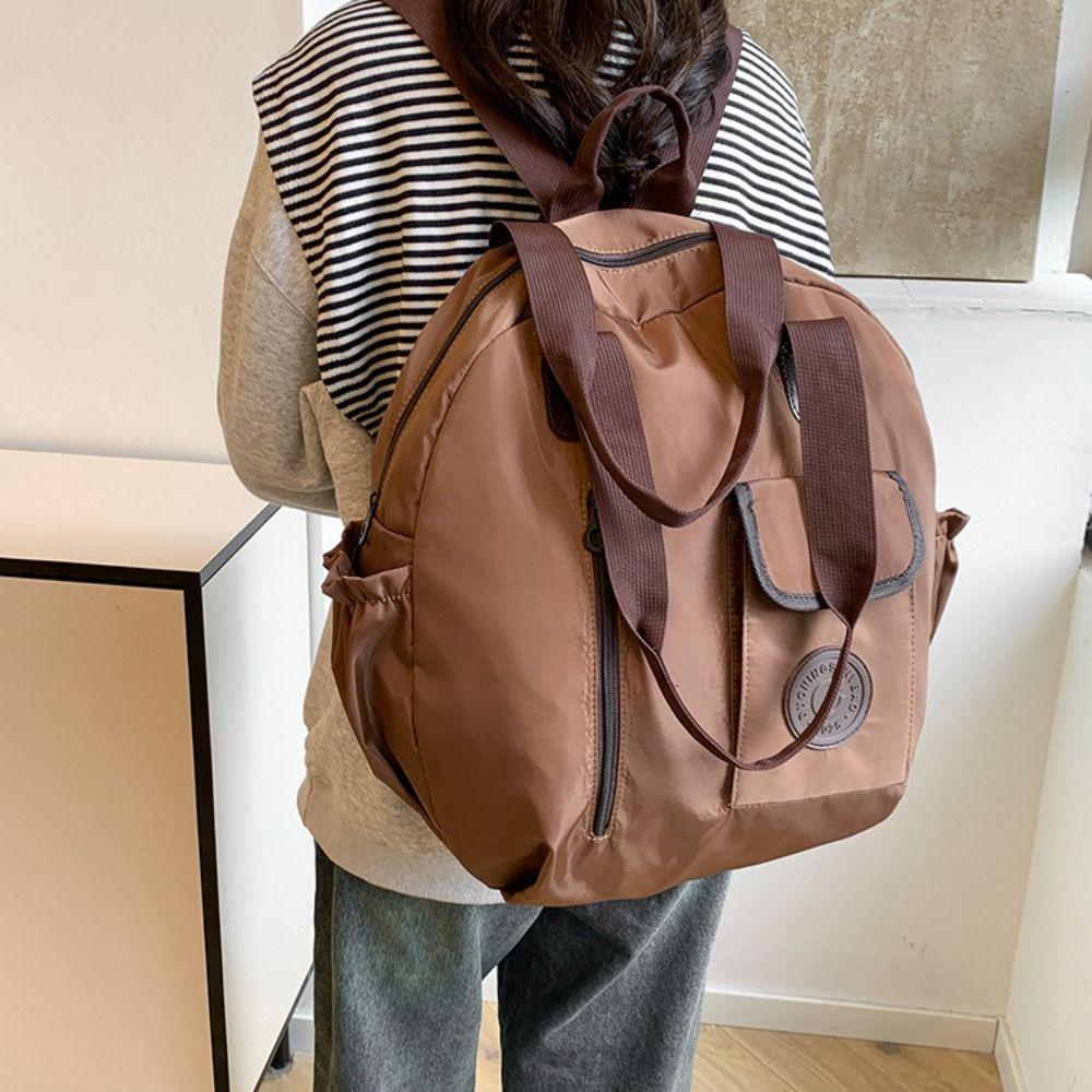 Solid Color Round Shape Shoulder Bag Large Capacity Fitness Bag Swimming Nylon Backpack Outdoor