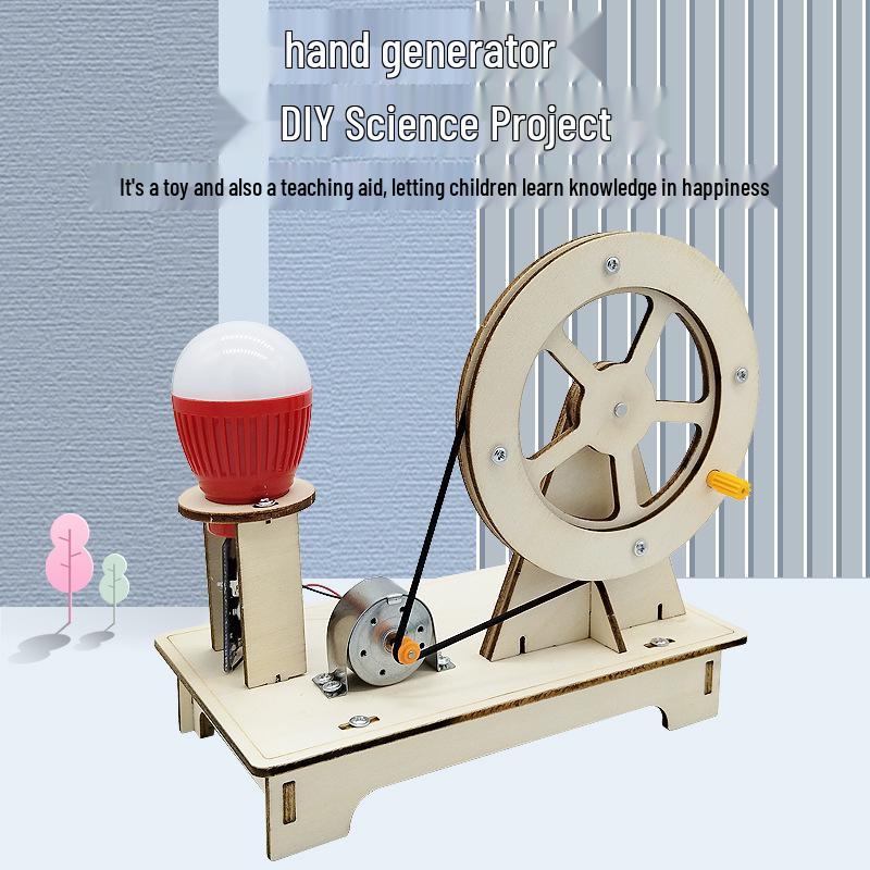 Hand-Crank Generator Science Kit for Elementary Students - Assembled Wooden Physics Teaching Aids